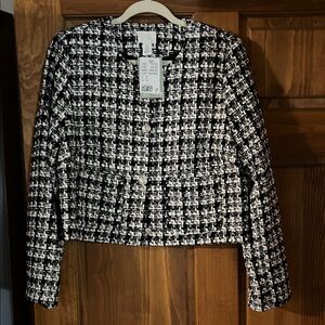 H&M Monochrome Tweed Blazer